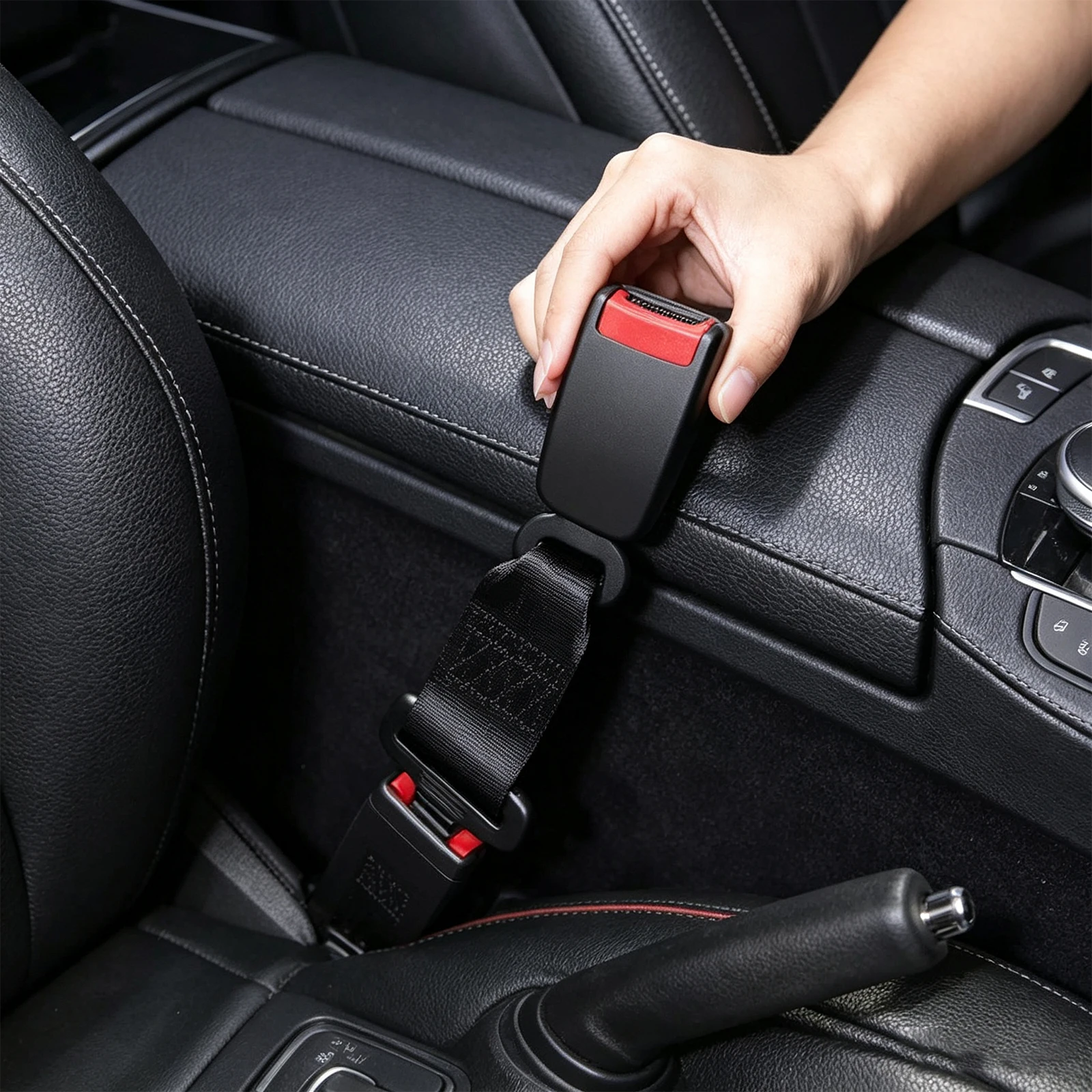 Golf Cart Safety Belt Extender 2-Point Adjustable Universal ABS Buckle Metal Insert Red Release Button Nylon Strap
