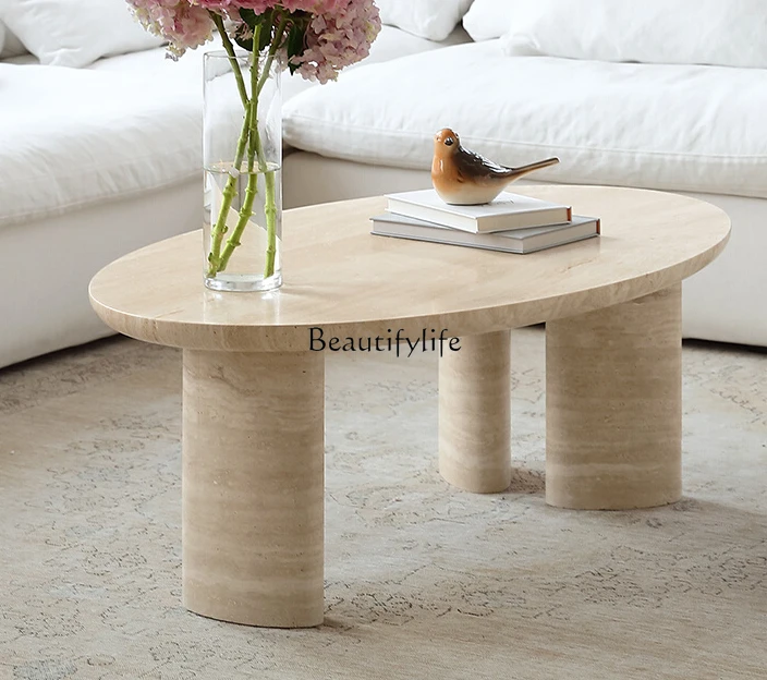 

Qiji Wind Tunnel Stone Endtable Living Room Advanced Natural Marble Small Tea Table