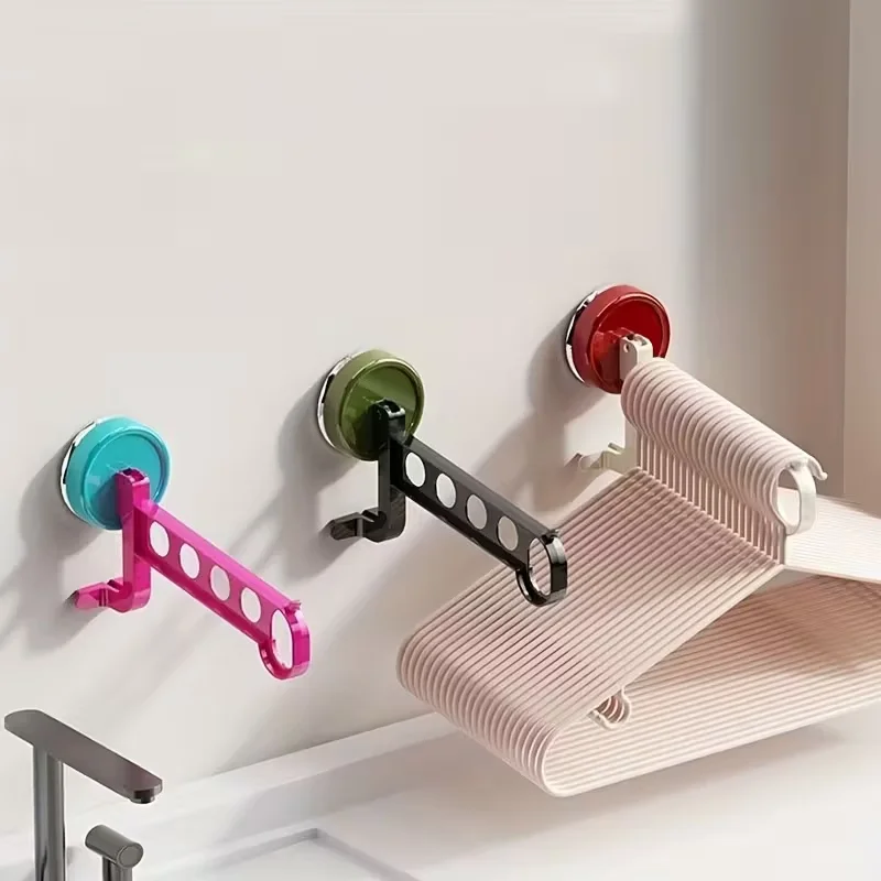 2-Pack Gantungan Pakaian Berwarna dengan Suction Cup, Rak Cucian Portabel 5 Lubang untuk Perjalanan, Hotel, dan Pengeringan di Rumah