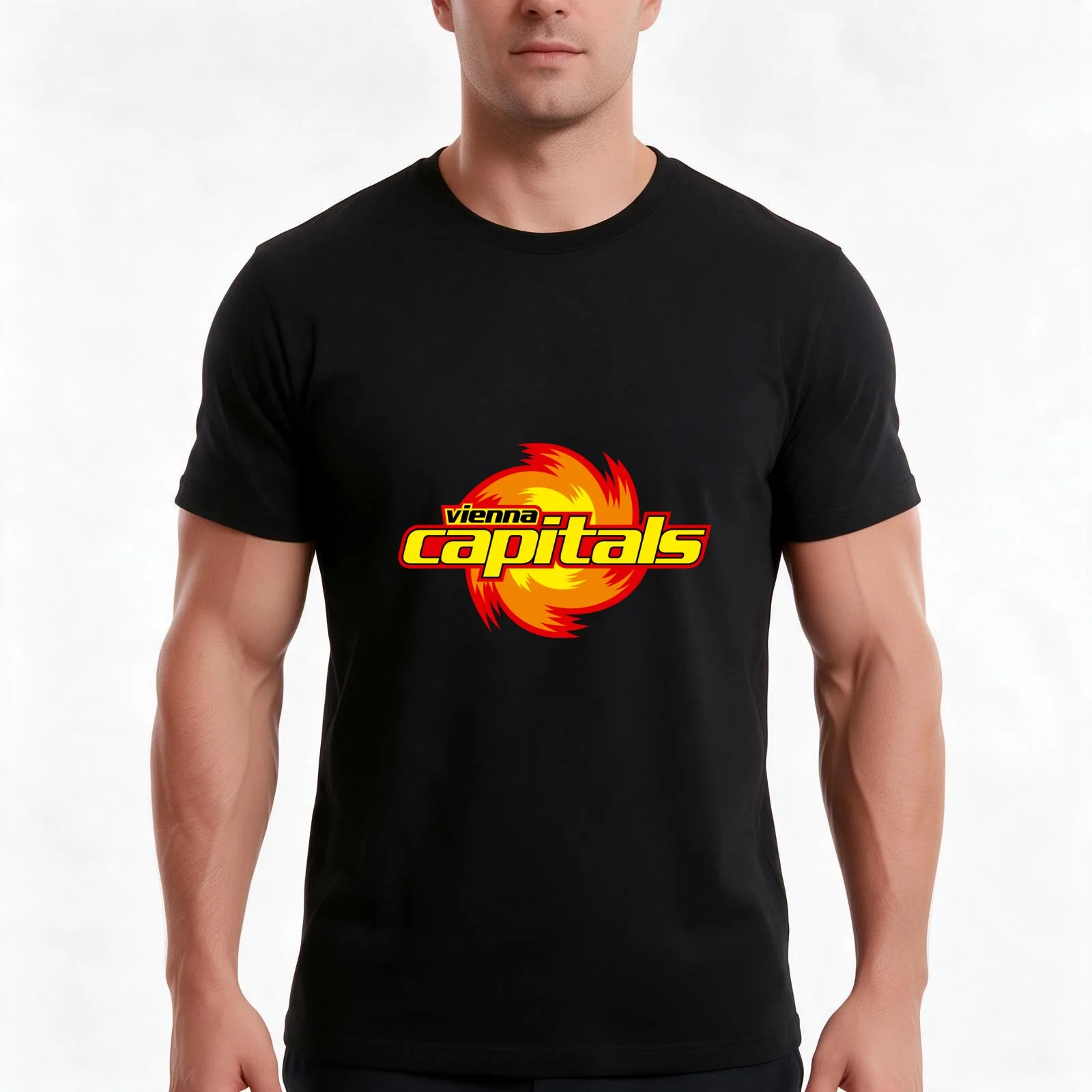 Vienna Capitals logo T-Shirt, Summer Casual Cotton Tee, Oversized Streetwear Tops, Vintage Graphic Print, Loose Fit Short Sleeve