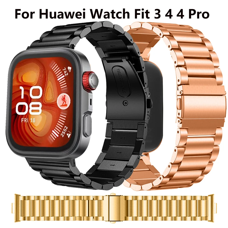 Ремешок из нержавеющей стали для Huawei Watch Fit 3 Fit 4 4 Pro, браслет Correa, ремень для Huawei Watch Fit 4 Pro, умные часы, роскошный ремешок