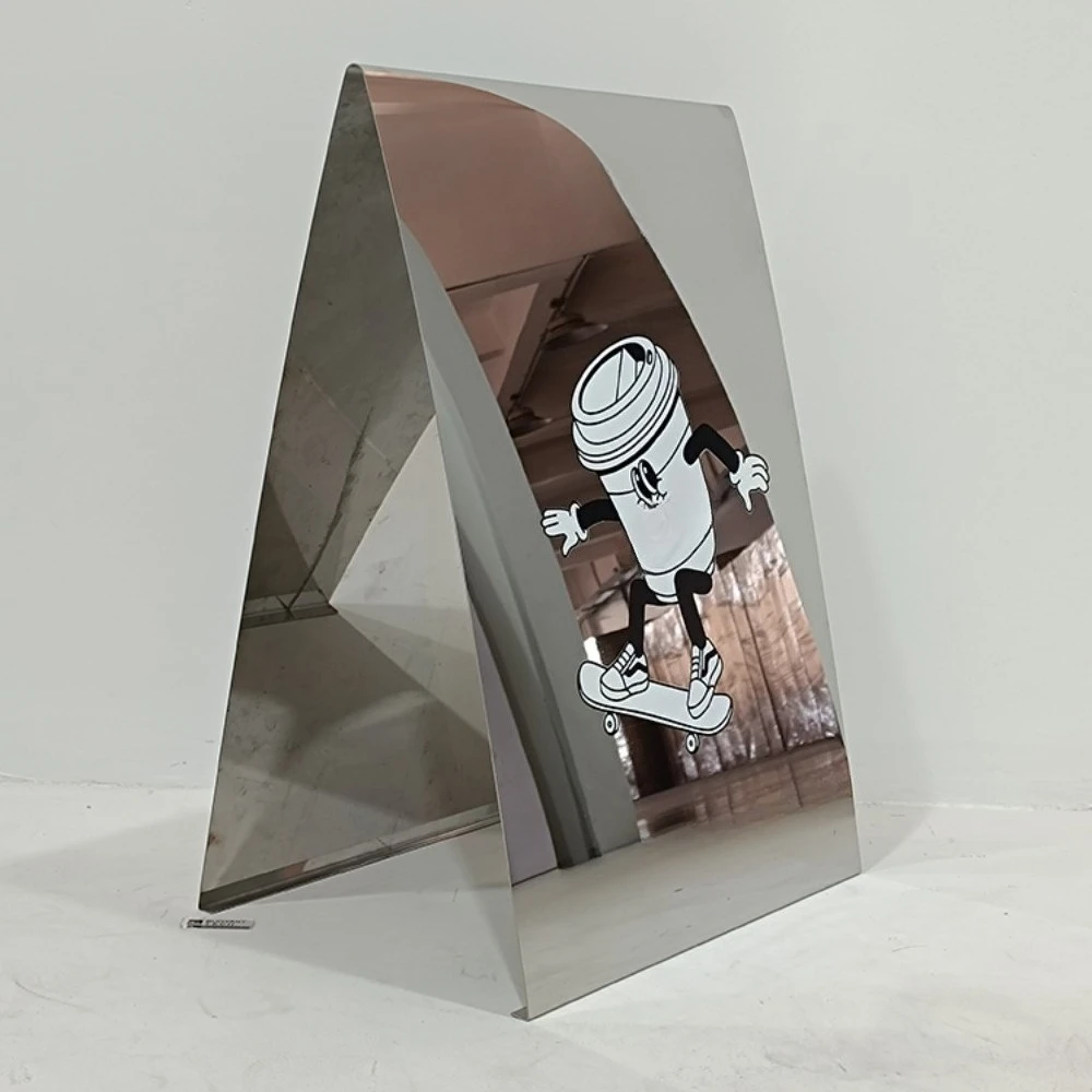 Outdoor Cafe and Commercial Custom Waterproof Mirrors Stainless Steel Weighted A-Frame Walkway Signs