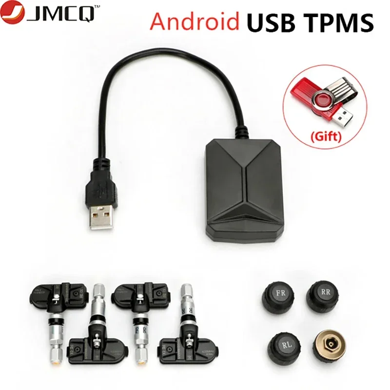 JMCQ-USB Android Tire Pressure Monitoring System, TPMS, 116 Psi, Sistema de Alarme, 5V, Interno, Navegação Externa, Rádio Do Carro