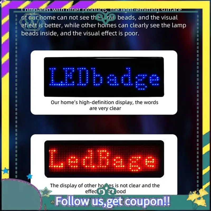 Nouveau Badge numérique LED multilingue, Rechargeable par USB, bricolage, texte Programmable, nom, étiquette défilante, Module de signe, affichage