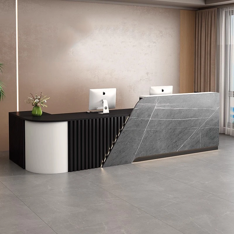 #Minimalist Beauty Reception Desks Modern Salon Executive Aesthetic Reception Desks Long Curved Mostrador Commercial Furniture
