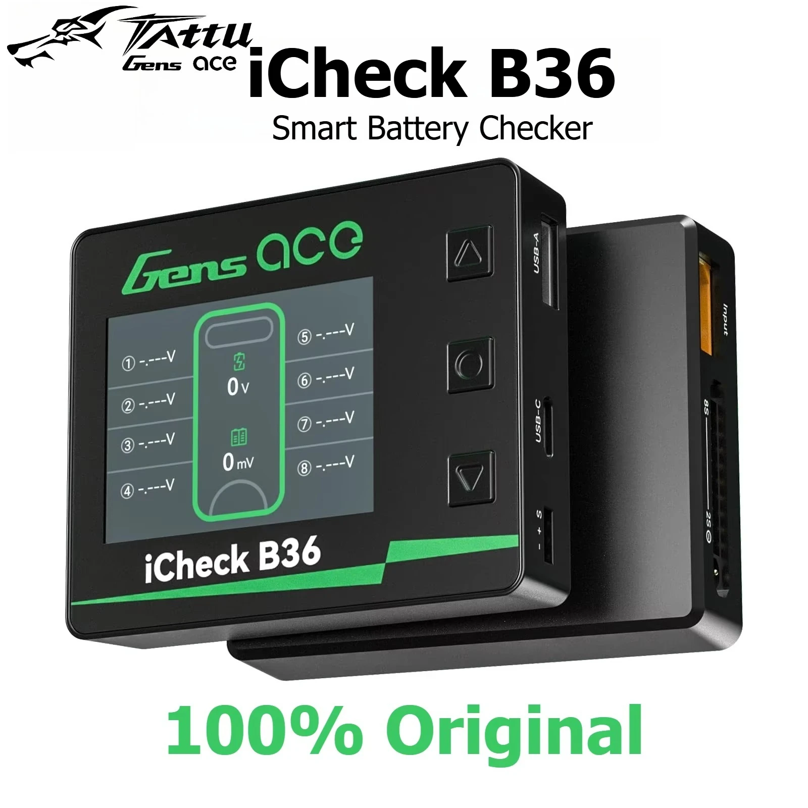 Gens ACE iCheck B36 Smart Battery Checker 2.4inch IPS Screen 1-8S for LiHv/LiPo/LiFe/Lilon Battery RC FPV Airplane Car Drone