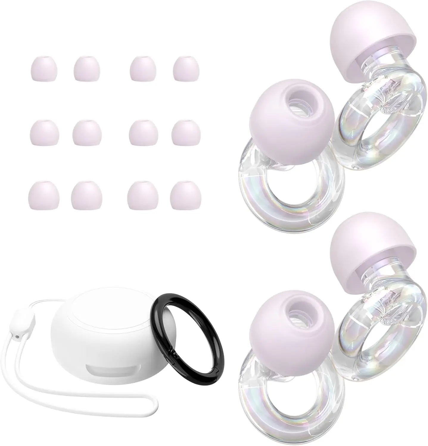

Noise Reduction Earplugs 25-30dB, 2 Pairs with 8 Ear Tips & Case, Reusable for Concert Sleep Work Focus
