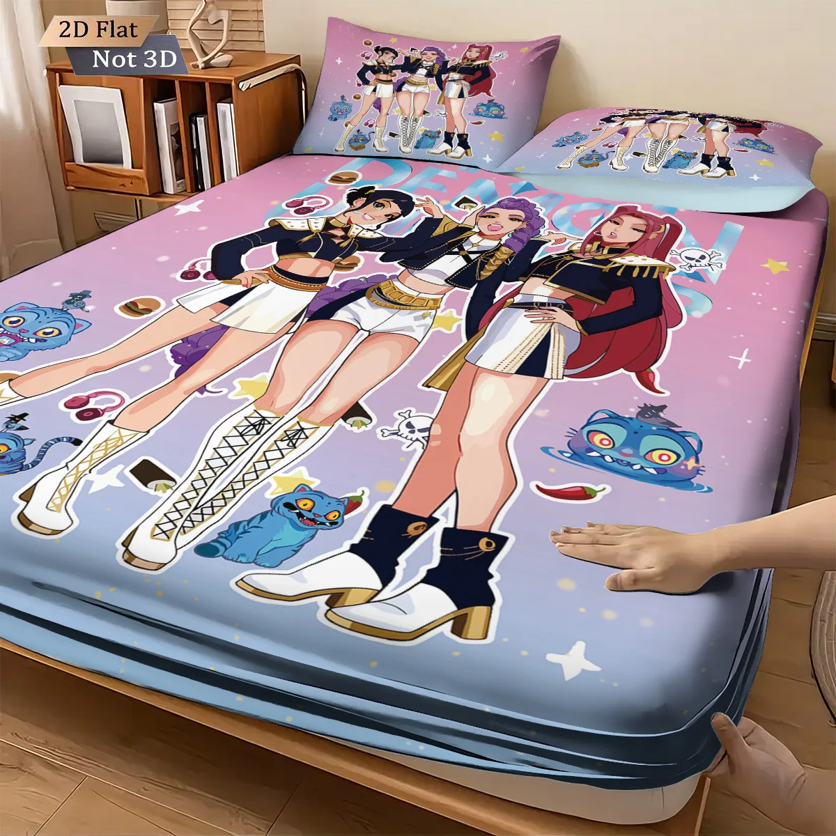 3 قطعة K-Pop شيطان الصيادين طباعة coreless غطاء سرير مجموعة أحجام متعددة لينة غطاء السرير غرفة نوم الفراش الديكور آلة قابل للغسل