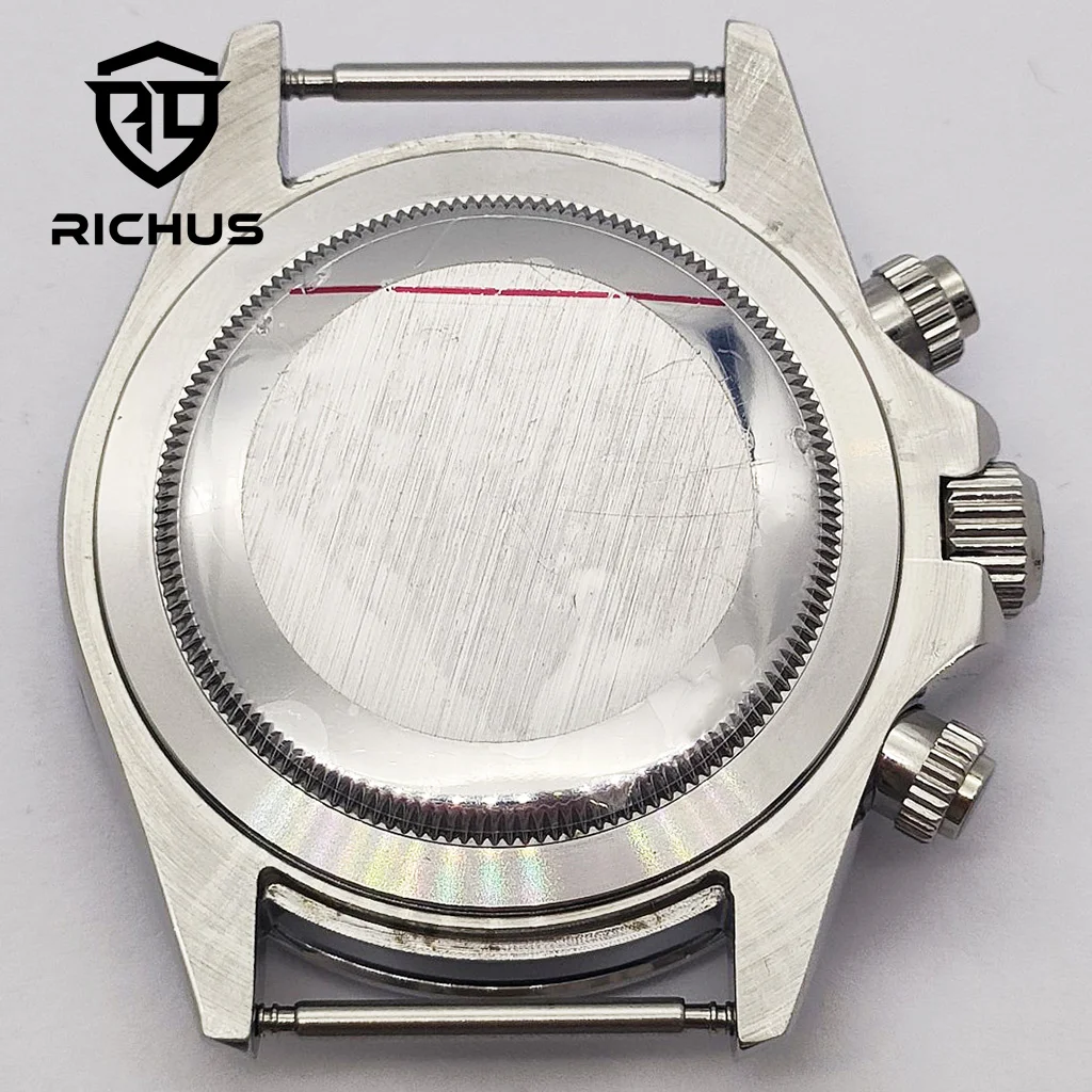 حافظة RICHUS VK63 مقاس 39 ملم حافظة ساعة فضية من الزجاج المعدني تناسب VK63 ملحقات ساعة حركة كوارتز
