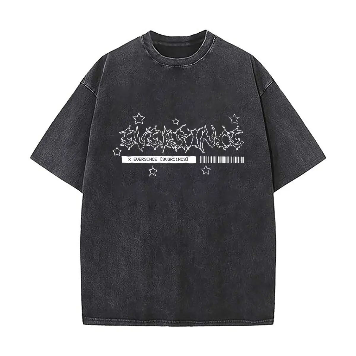 EVERSINCE FAKE DRAIN Art Men's Summer T-shirt  Short Sleeve Loose Streetwear Short Sleeve Tops
