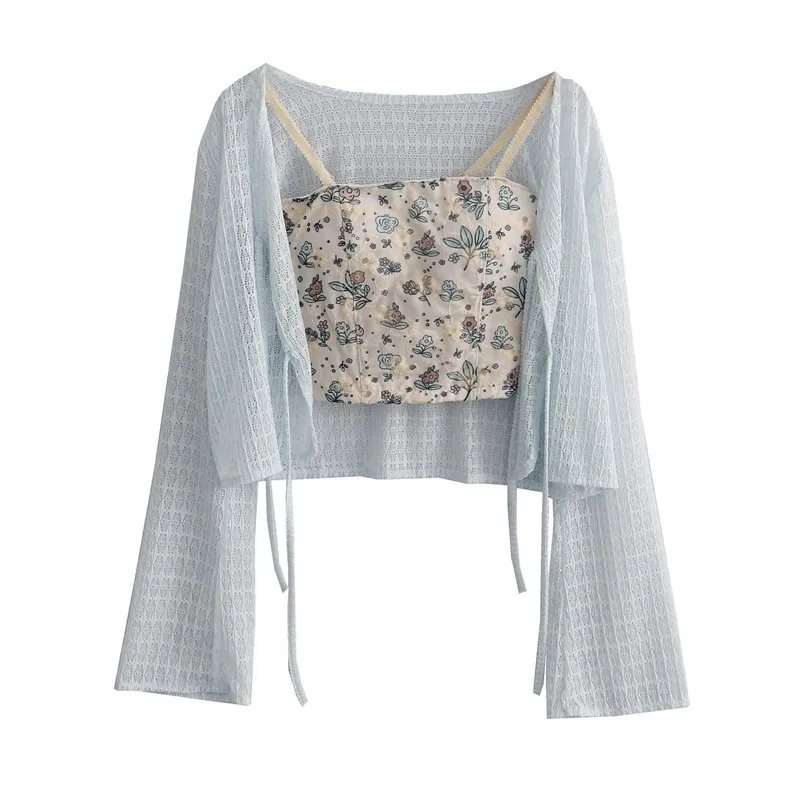 Dentelle ort ouvert Cardigan glace soie Protection solaire vêtements femmes coréen Sle coupe ample longue Sve v-ne pull été Ou...