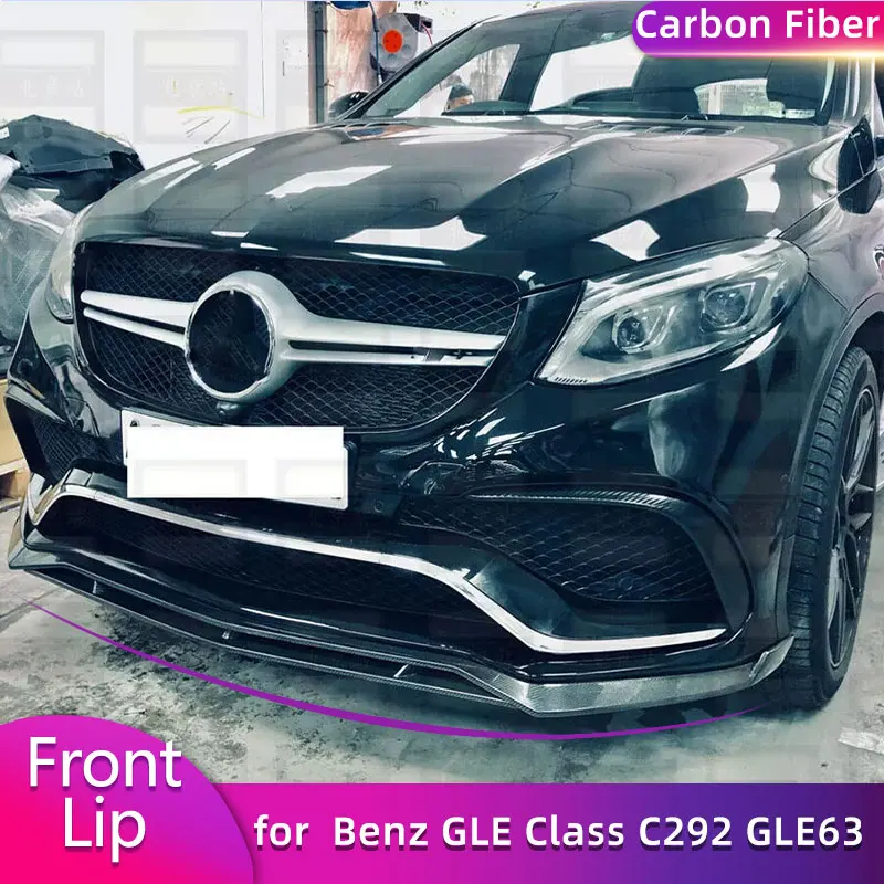 

Передний бампер из углеродного волокна, спойлер для Mercedes-Benz GLE Class C292 GLE63 AMG 2015-2018, фартук для передней губы автомобиля, обвес, комплект FRP