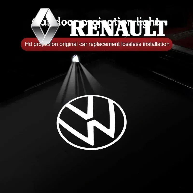 2Pcs Volkswagen Emblem Projector Lights Car Door Welcome Lamp For VW GTI Polo Golf Passat Tiguan Arteon Touareg Taigo Caddy CC