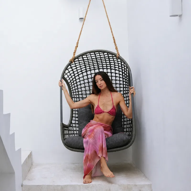 Rattan Hanging Chair Swing for Outdoor Balcony Courtyard Garden Bird Nest Cradle Hammock Lazy Home Decor Furniture