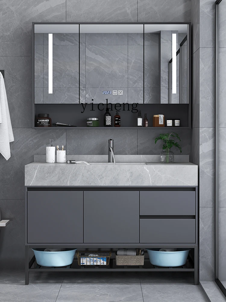 ZC rock slab integrated bathroom cabinet combination floor-to-ceiling face wash basin sink toilet washstand