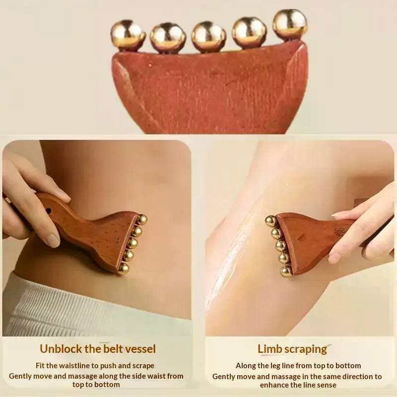Meridians Massage Comb Copper Sandalwood Meridians Comb Needling Guasha Scalp Massage Brush Relax Body Massager