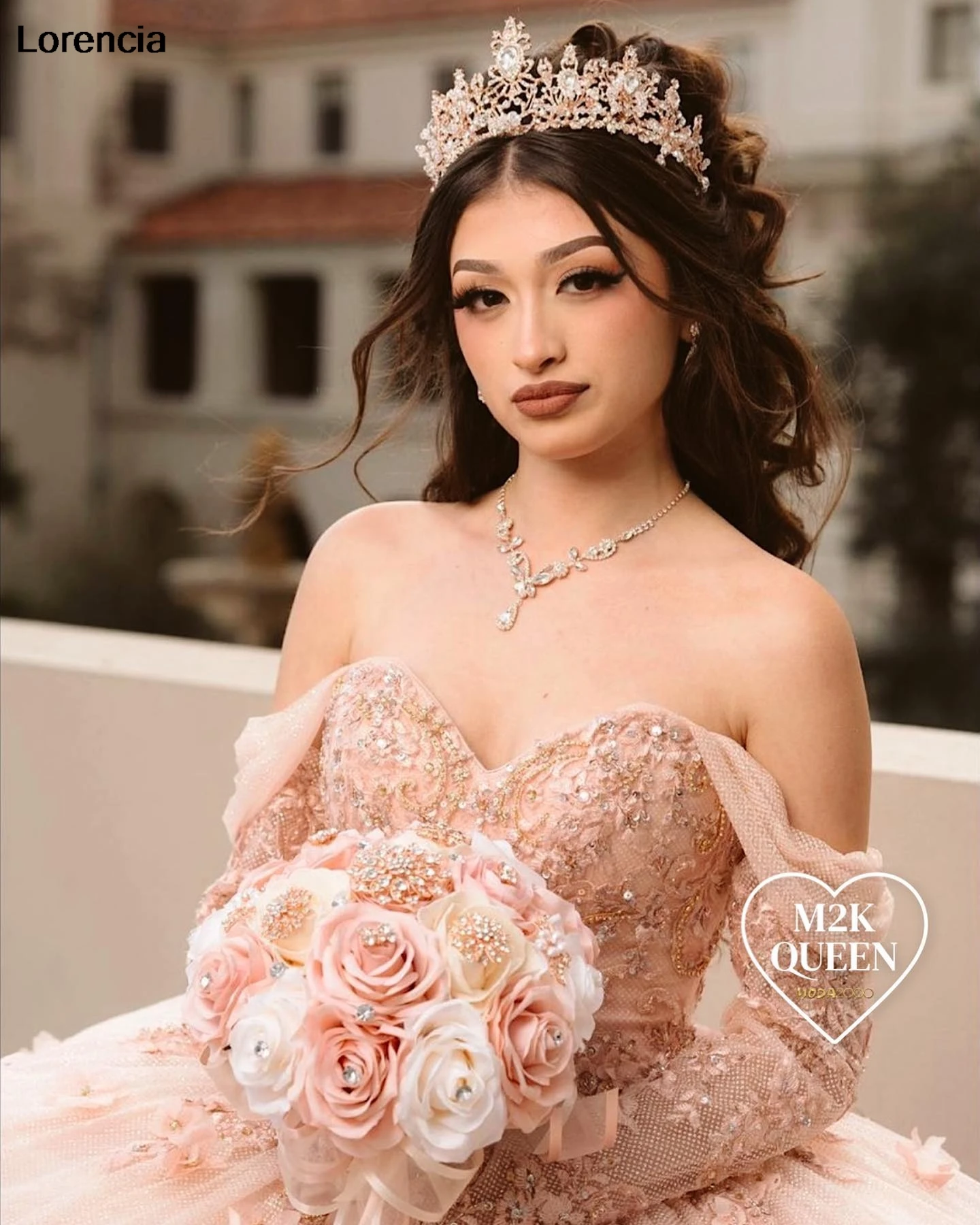 Disesuaikan Lengan Panjang Blush Quinceanera gaun gaun gaun bola 3D bunga Applique manik-manik korset manis 16 Vestidos De 15 aduduk YQD962