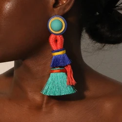 Bohemian Earrings Long Tassels Dangle Exaggerated Earrings Handmade For Women Wedding Party Jewelry
