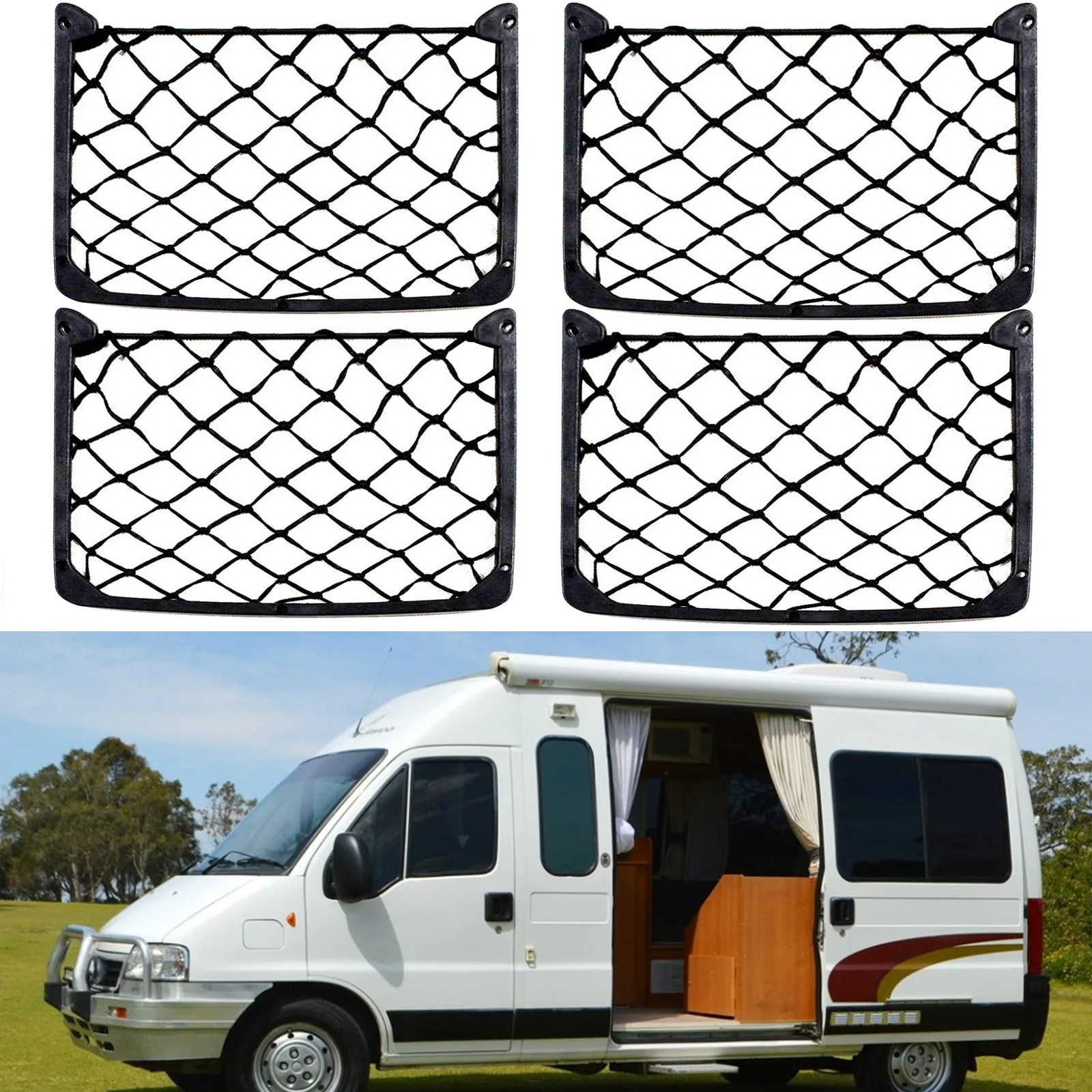 Framed Stretch Mesh Net Pocket RV Trunk Motorhome Cargo Organization Storage for Mercedes Benz Sprinter W903 W906 W907 VW Craft