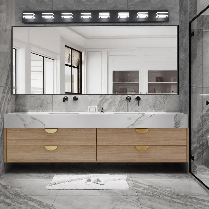 Luminária de vaidade LED moderna de 52 polegadas com 8 luzes - elegante luz de parede de banheiro com economia de energia, regulável com ferro e acrílico
