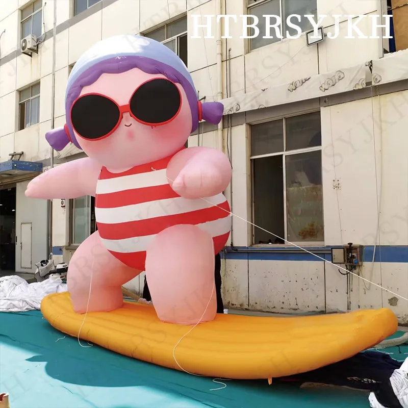 

Inflatable surfing girl with blower, outdoor square shopping mall event decoration props