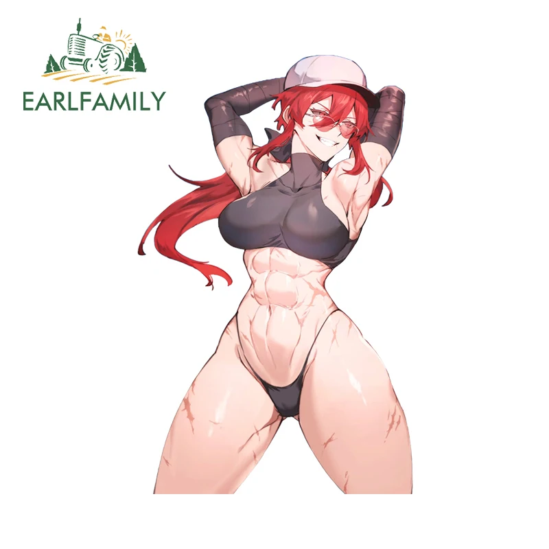 EARLFAMILY 13cm x 8.2cm Nighty Original Decal Muscle Boobs Bikini Breasts Thicc Booty Waifu Car Stickers Ahegao Graphics