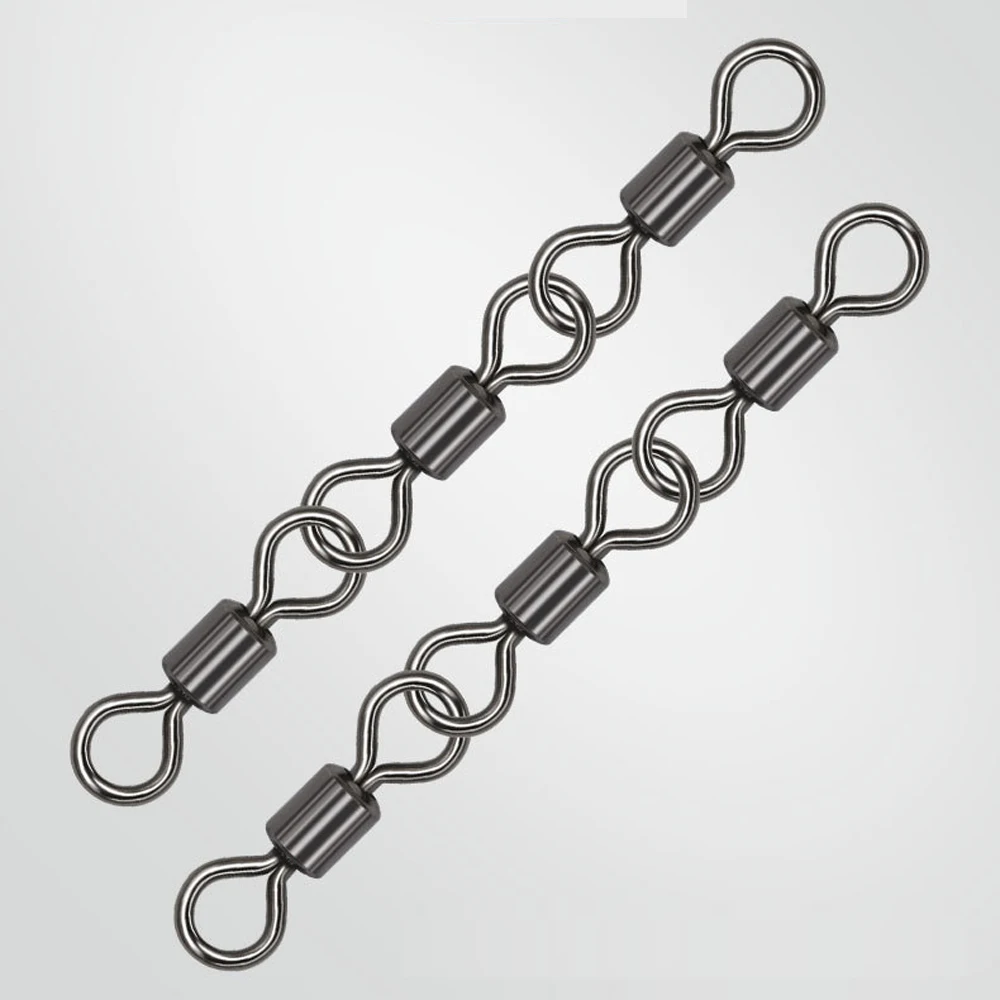 20 ~ 50 stücke Drei Joint Rollen Wirbel Angeln Zubehör Angeln Barrel Wirbel Tackle Bass Salzwasser Angelschnur Stecker Clip