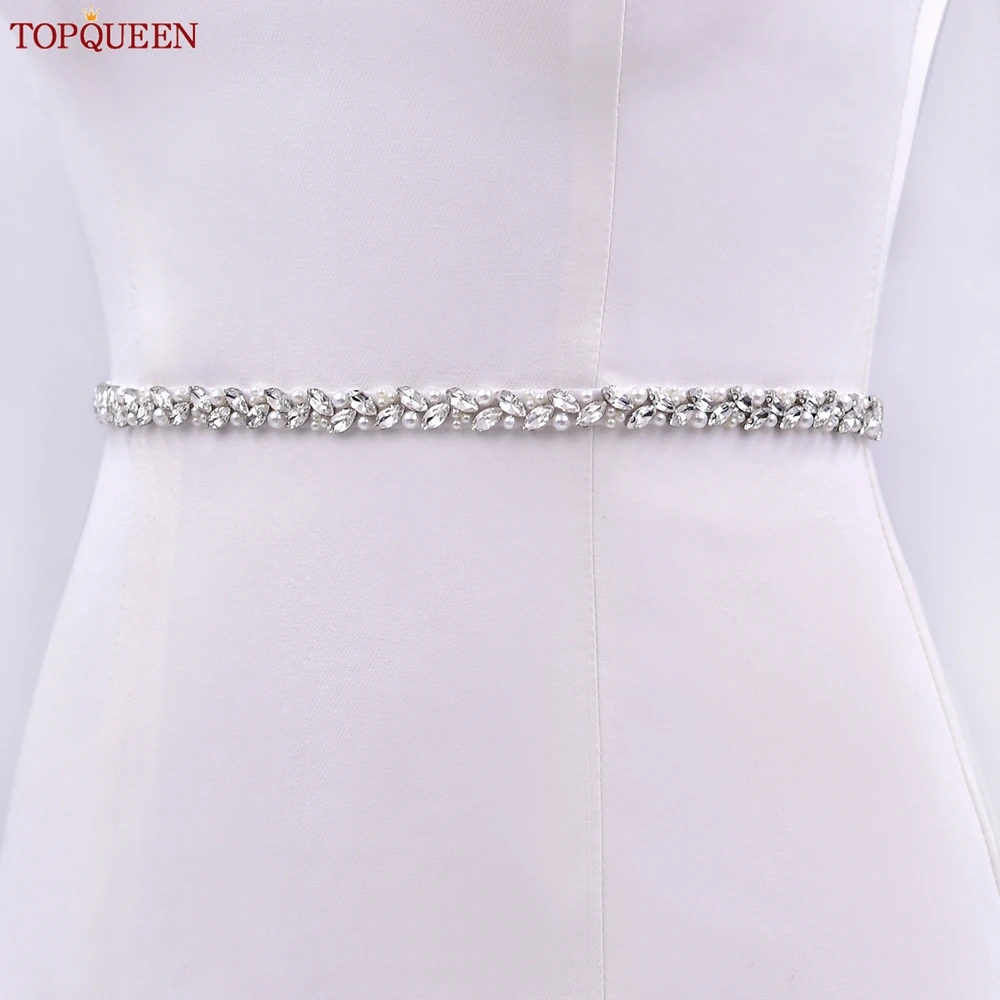 TOPCLS EEN Ceinture Fine Patients Faits À La Main, Accessoires De Mariage Strass Perle Longue Patch Ceinture De ixPour Les Femmes S383-S