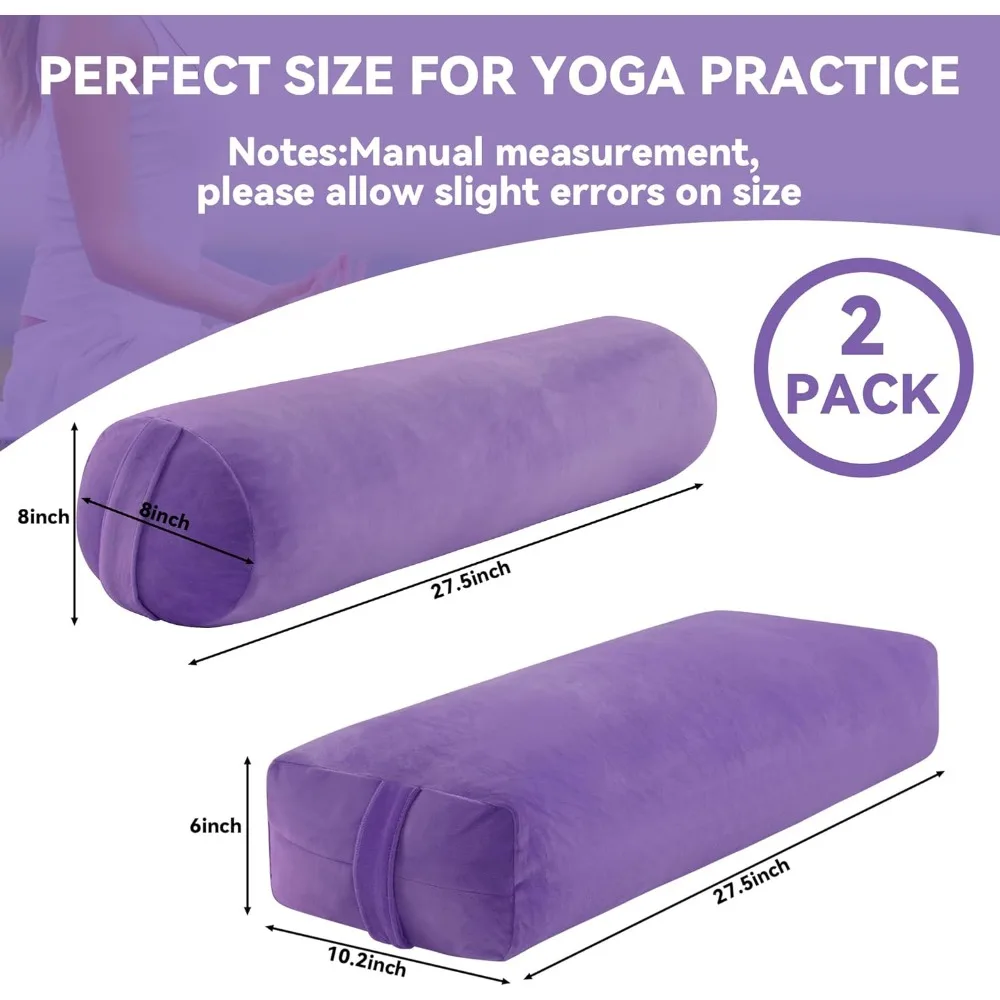 Cylinder Meditation Pillow Set with Carrying Handles, Supportive Cushion for Exercise Workout Stretching Meditation