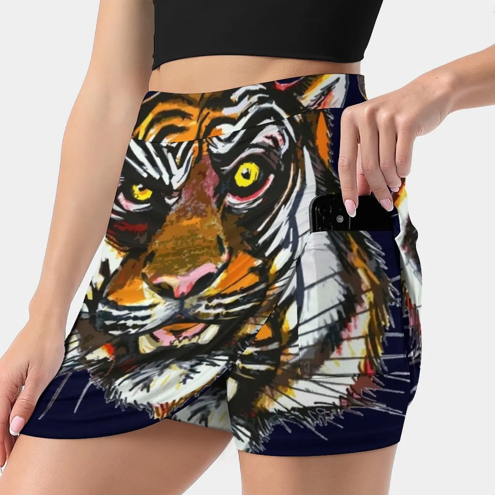 

Smart Tiger Women's skirt Mini Skirts A Line Skirt With Hide Pocket Tiger Big Cat Wildlife Siberian Tiger Burma Bengal Tiger