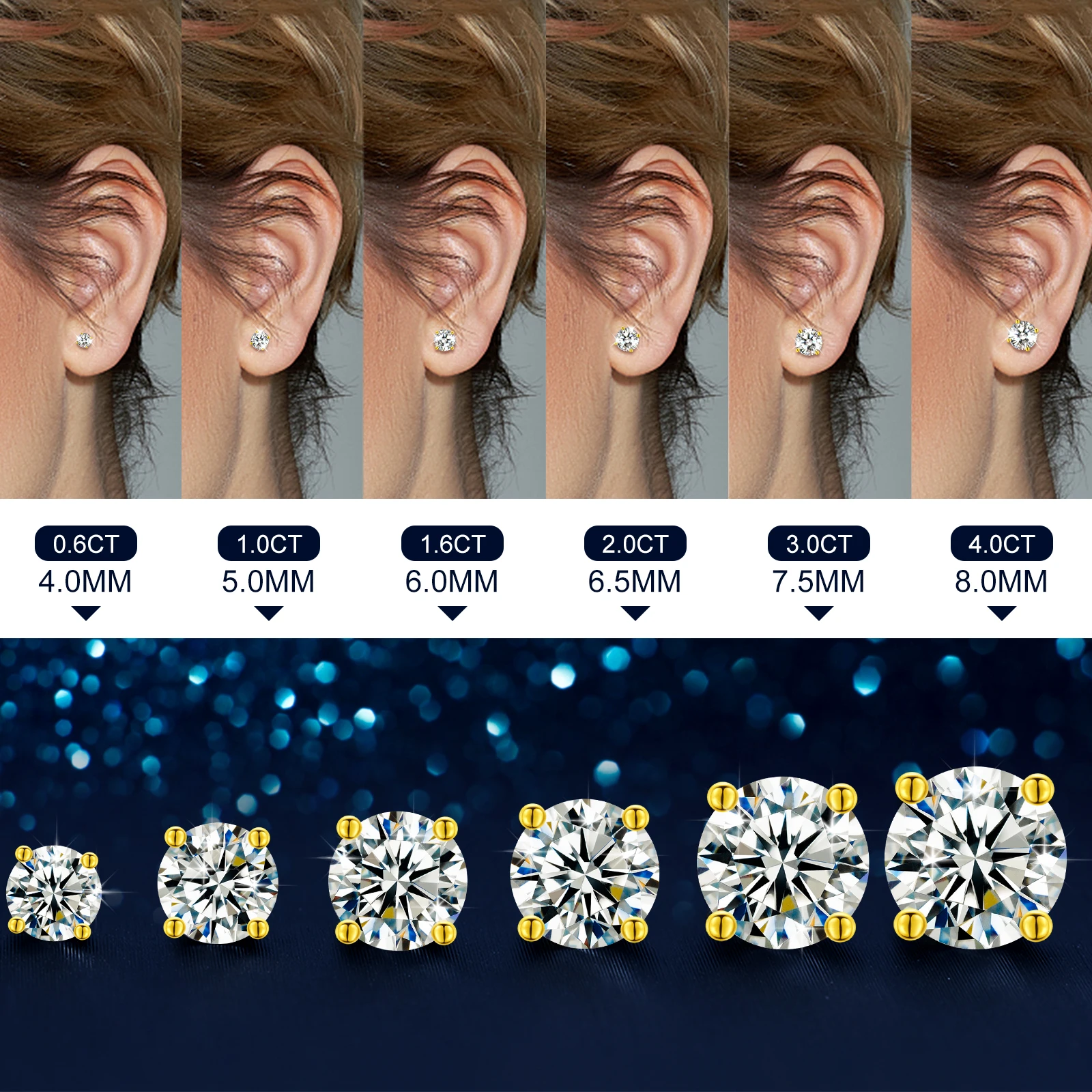 NASIA 10K/14K/18K Gold Earring - Diamond Stud Earrings recension och pris