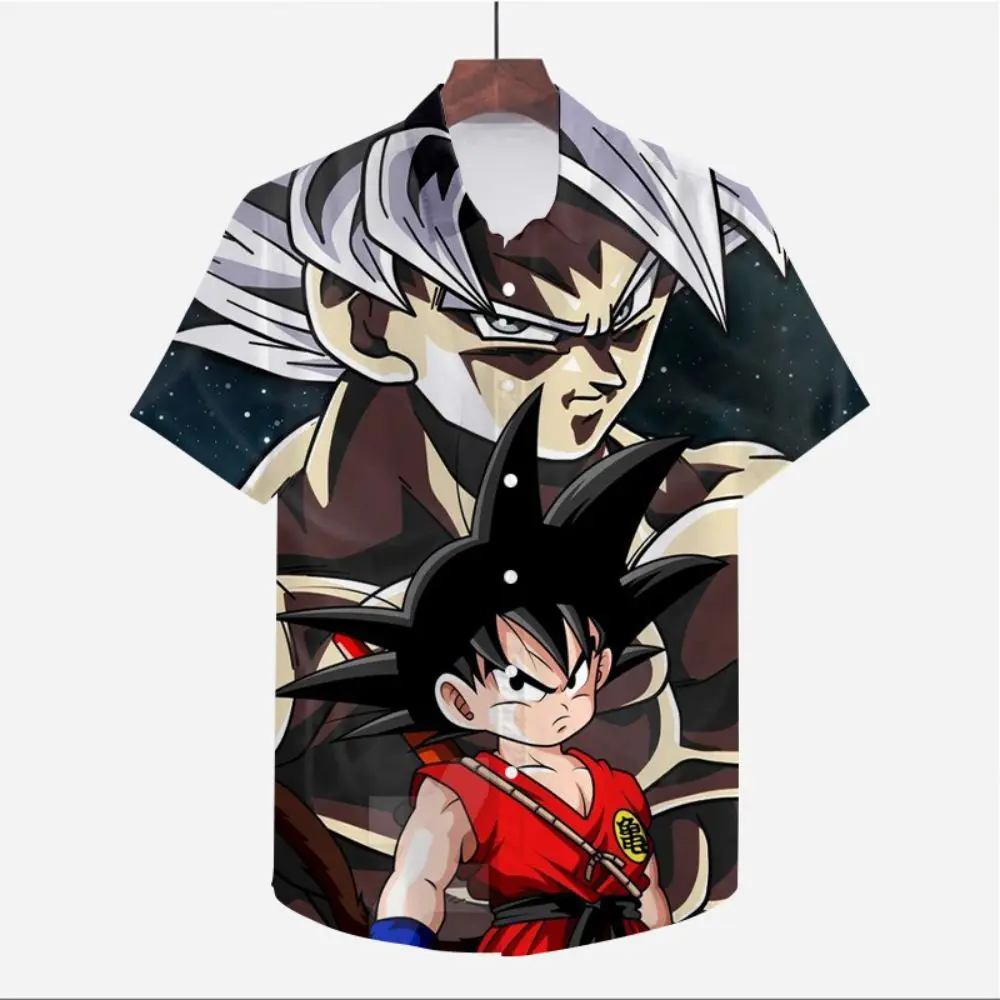 

Dragon Ball Z Super Saiya Men's Clothes Shirt Oversized High Quality 2023 Beach Style 5XL Goku Seaside Trip Cool Harajuku Cute