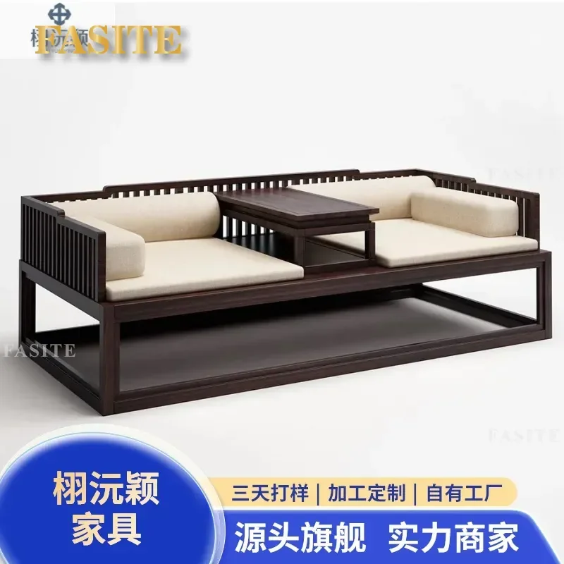 For New Chinese Style Modern Ash Wood Arhat Bed Push-Pull Living Room Sofa Small Apartment Integration Space Saving