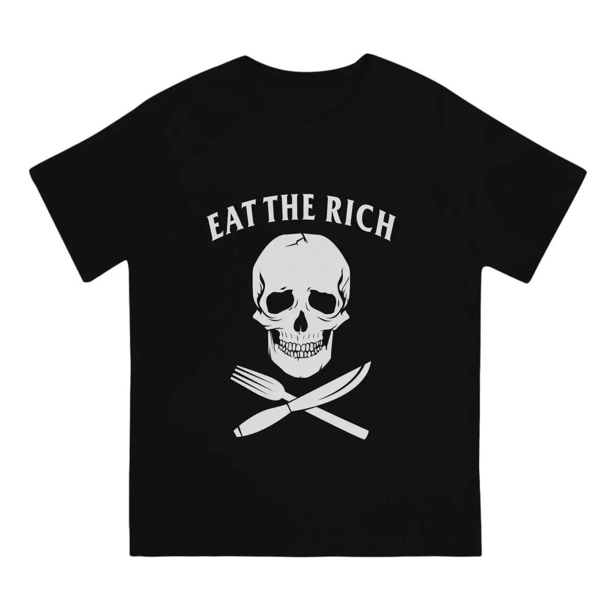 Eat The Rich's T-Shirts Knife and Fork Vintage Shirt Round Neck T-Shirts Printed Short Sleeve Tops for Men Women Tee