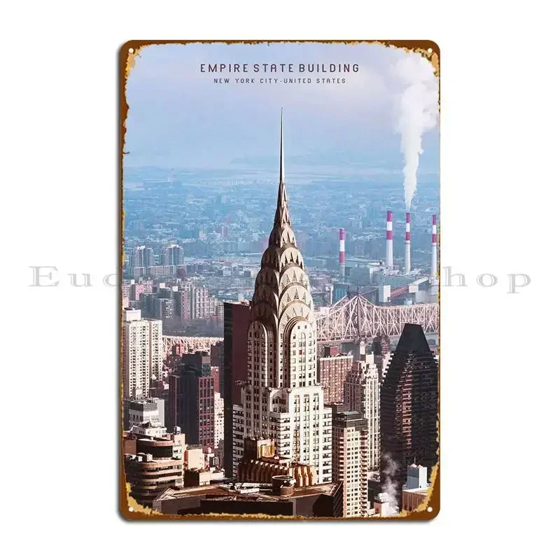 Empire State Building Metal Plaque Poster Create Wall Custom Club Plaques Pub Tin Sign Poster