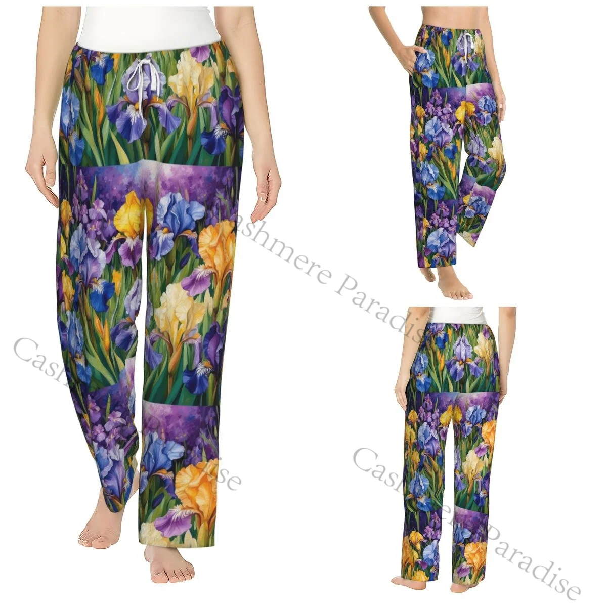 

Irises 2 Van Gogh Flannel Pajama Pants for Women Soft Warm Sleep Pants with Elastic Waistband