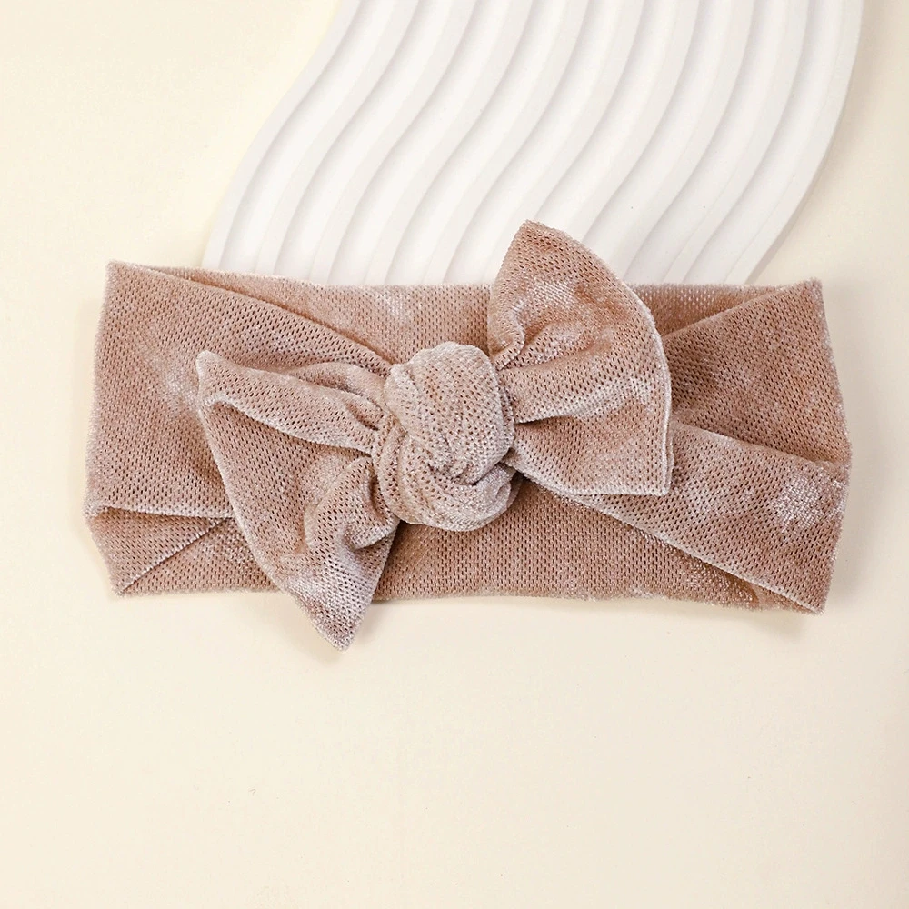 เด็ก Bow Headbands สาว Headwrap ทารกแรกเกิดกํามะหยี่ Turban สําหรับเด็กอุปกรณ์เสริมผมทําด้วยมือเด็กฤดูหนาว WARM Hairband