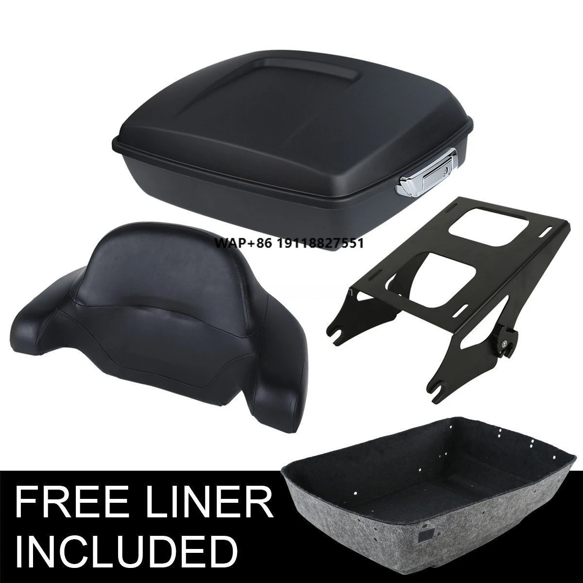 TCMT XF111547-MB-05-1+234B Motorcycle Chopped Pack Trunk + 2-Up Luggage Rack Fit for  for Tour Pak Road Glide 14-18