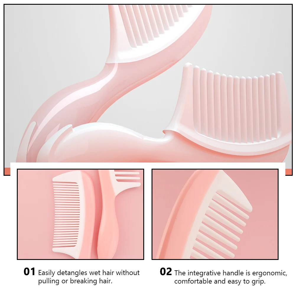 

2pcs Fine Wide Tooth Hair Set Plastic Styling Comb For Smooth Detangling All Hair Types Extensions Safe Ergonomic Handle Dense
