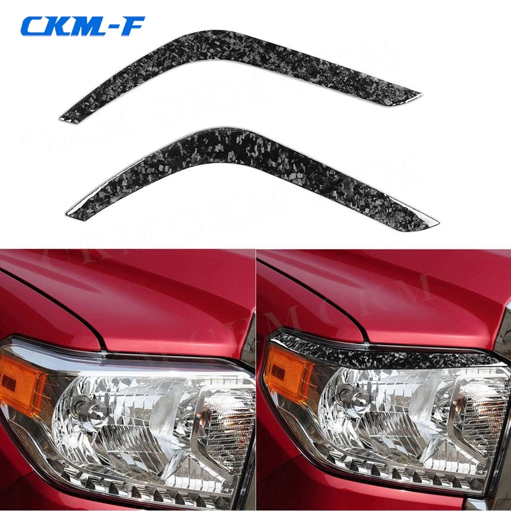 Forged Carbon Fiber Front Bumper Eyebrow Stickers for Toyota Tundra 2014 2015 2016 2017 2018  Headlight Covers Decoration