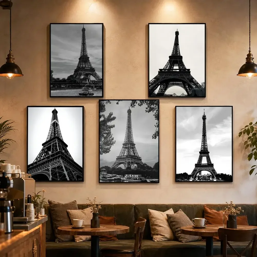 Fashion MODERN Eiffel Towe Poster Self-adhesive Art Waterproof Paper Sticker Coffee House Bar Dorm Room Wall Decor