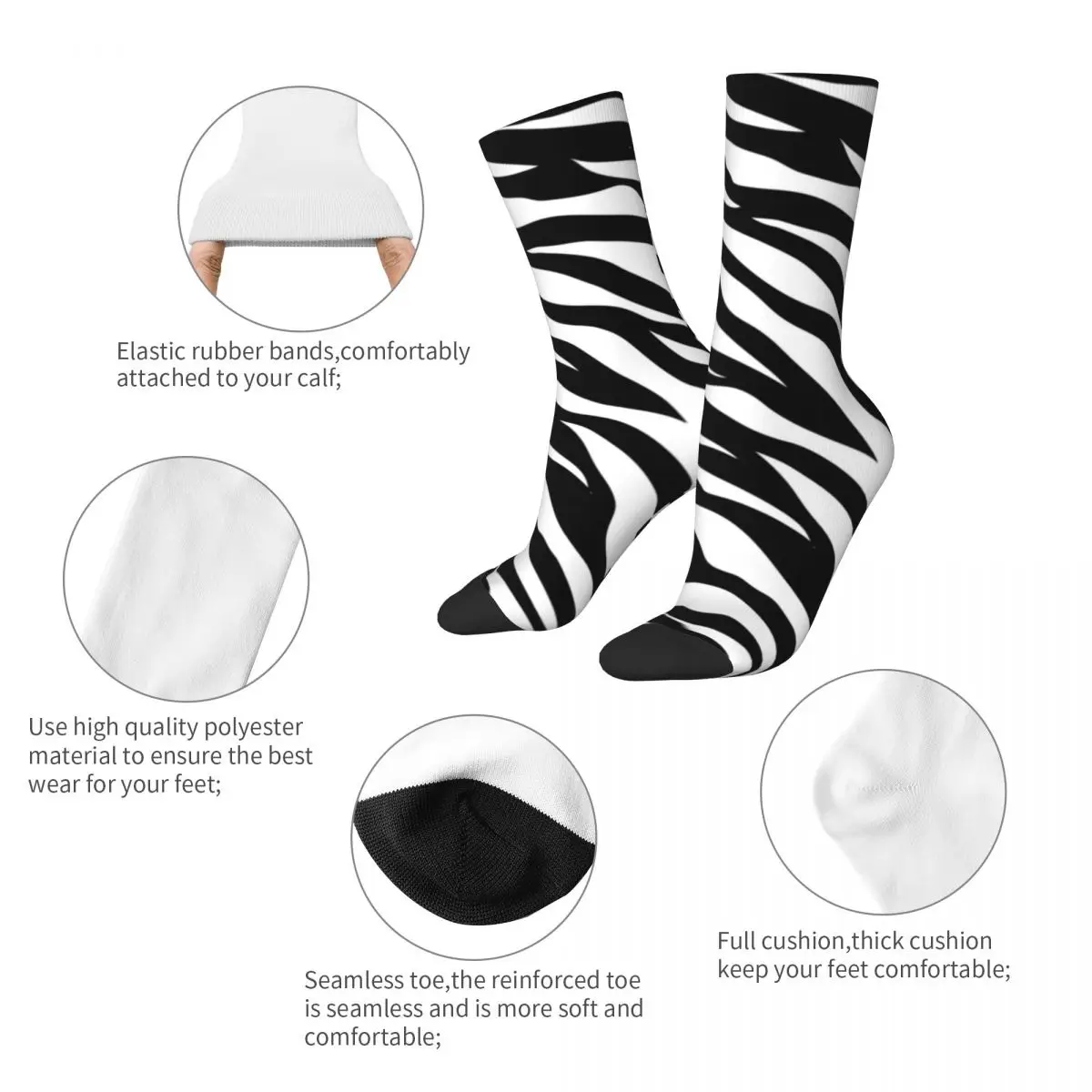 Winter Warm Crazy Design Women Men Zebra Pattern Socks Non-slip Crew Socks