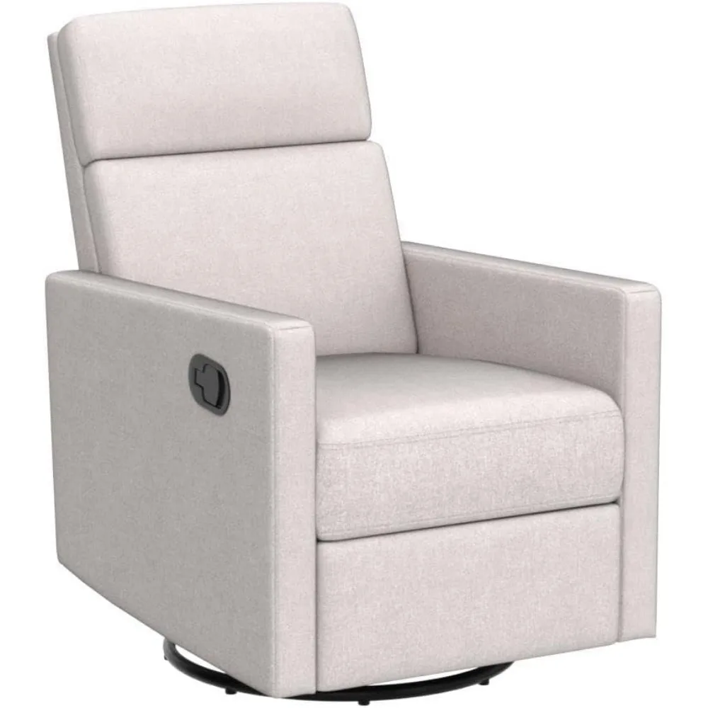 Moderne zachte linnen draaibare push-back rocker fauteuil met hoofdsteun verstelbare kinderkamer zweefvliegtuigstoel voor woonkamer, slaapkamer