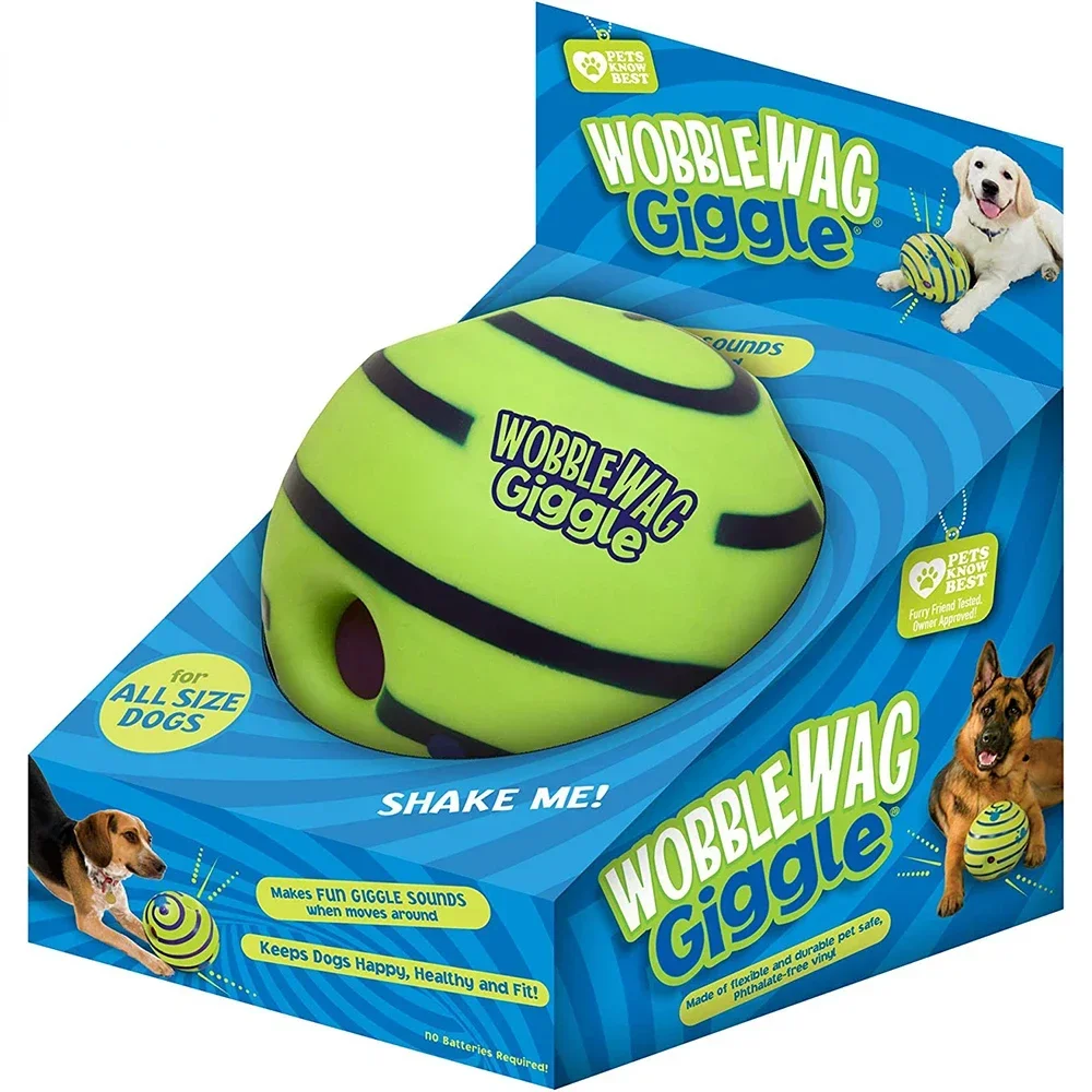 Pet Dog Toy Ball Wobble Wag Giggle Ball Interactive Dog Toy Chew Giggle Sounds Toy When Rolled or Shaken For Pet Dog Fun