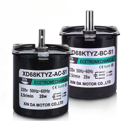 High Torque 100KG 28W AC 220V Permanent Magnet Synchronous Motor 220V 68KTYZ CW/CCW Metal Geared Slow Speed Motor 2.5 To 110RPM