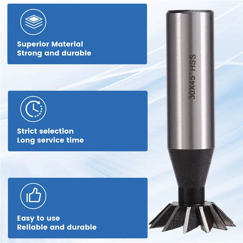 

AEE2-HSS Dovetail Cutter 12 Edges 32 X 45° Degrees CNC Router Bit HSS Dovetail Milling Cutter End Mill 16Mm Straight Shank