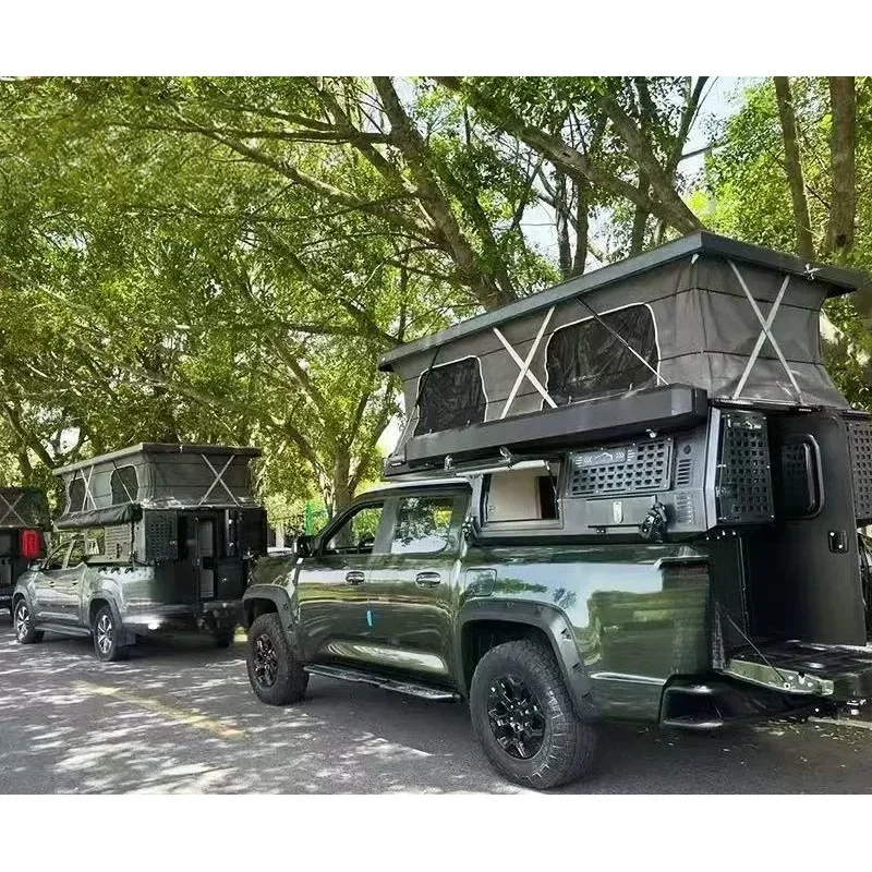 High Quality Outdoor Camping Hard Shell Rooftop Tent Cotton Fabric with Pickup Truck Canopy Aluminum Pop-Up