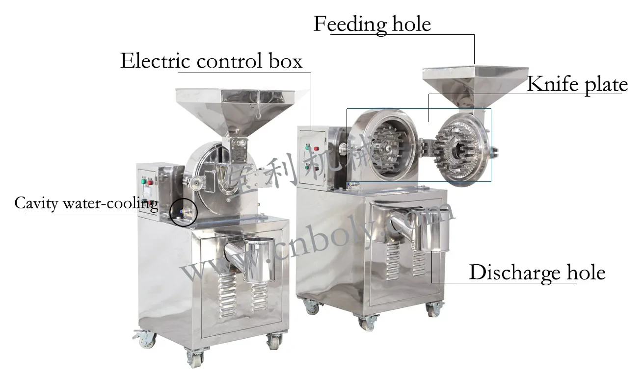 Spice seasoning powder crusher pulverizer processing machine with cooling system