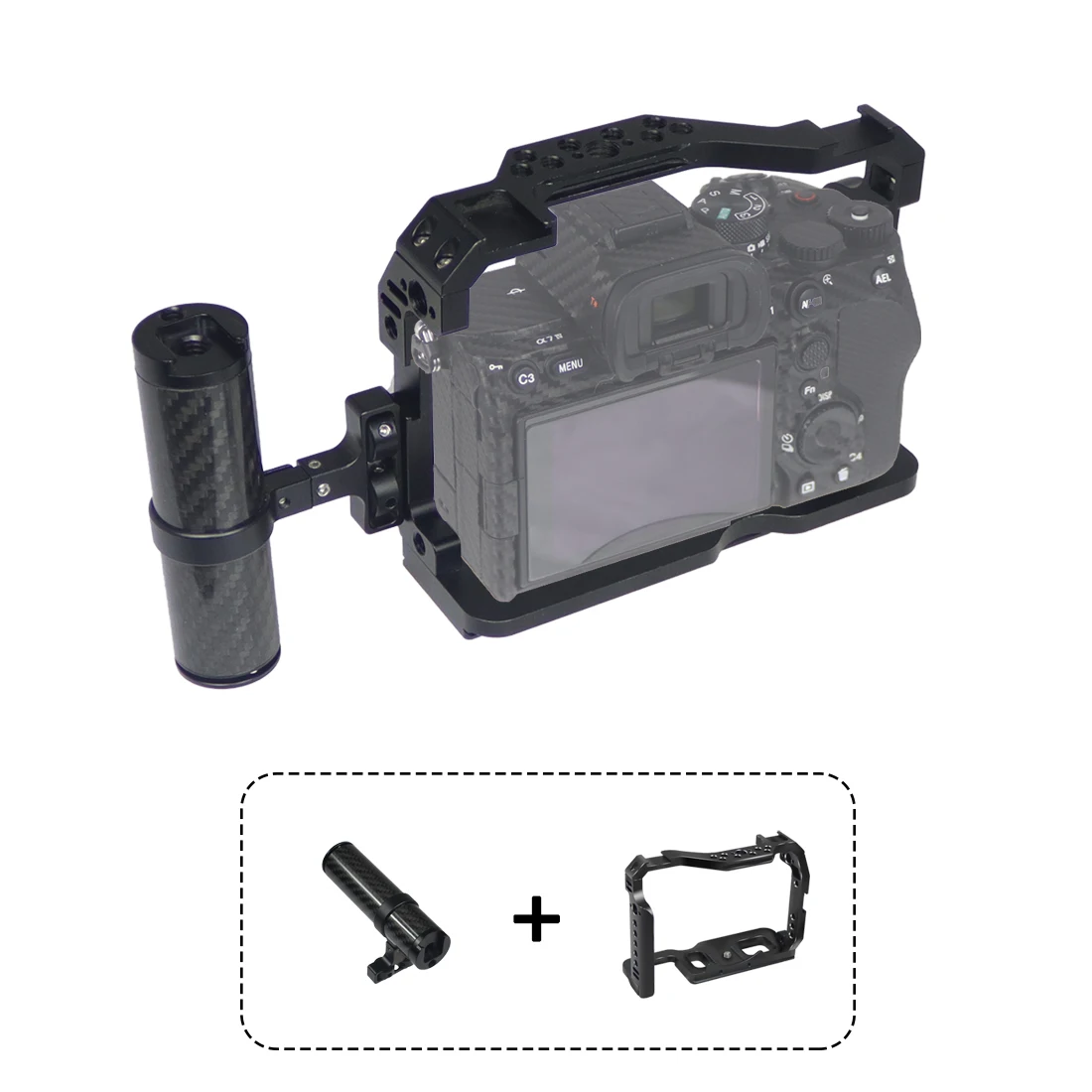 A7M4 A7R4 Kamera Vollkäfig Rig Griff Griff Arca-stil Kalten Schuh Halterung ARRI Ortung für Sony Alpha 7S III IV A7M3 A73 A7R3 A7S3 – Detail 38