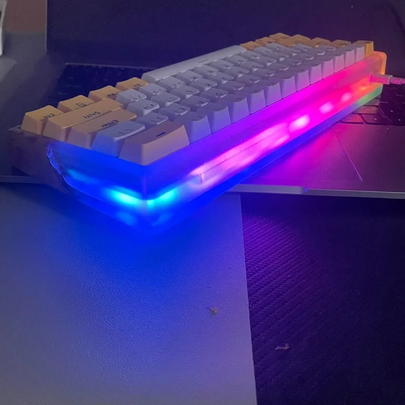 Personalización de madera de carcasa transparente GH60 Compatible con el kit de teclado mecánico bloqueado por color de resina Wooting/Rakka